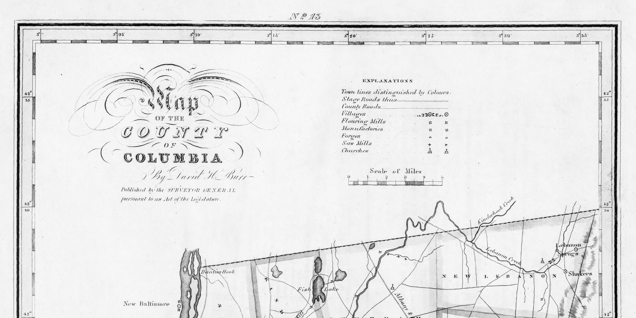 Detail from Burr 1829 Columbia County NY map.